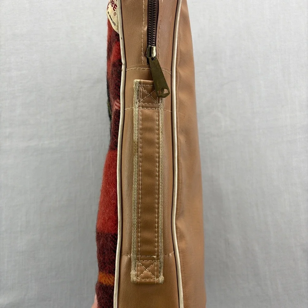 Vintage PAK-A-ROBE Red Plaid Wool Travel Blanket w Carry Case 68x41 Minnesota